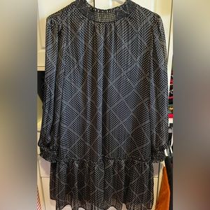 J crew factory high neck shift dress silver polka dot size small